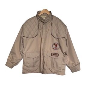 VTG NRA Life Member Jacket Shooting Coat 3M Thinsulate Quilted Mens Large Beige